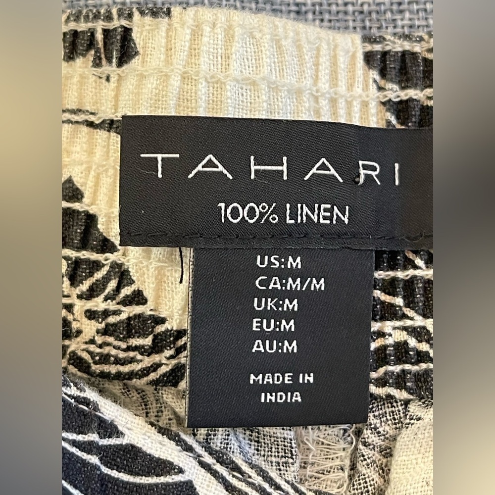 Tahari 100% Linen Tropical Print Pants – Chic & Effortless Style Size Med - Picture 6 of 7